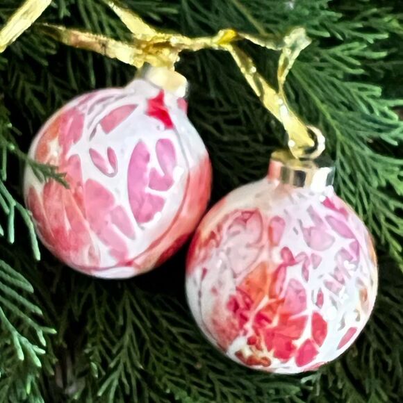 HANDCRAFTED Hand-Painted Porcelain Ornament (Set of 2) - Picture 1 of 5